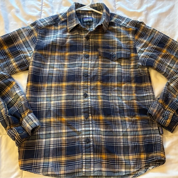 Cotton Flannel Shirt Men’s XXS Blue Yellow Plaid Button Down STY54020 FA18 - Picture 2 of 5
